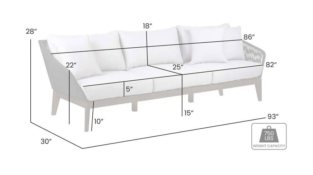 Athos Outdoor Sofa Dimensions