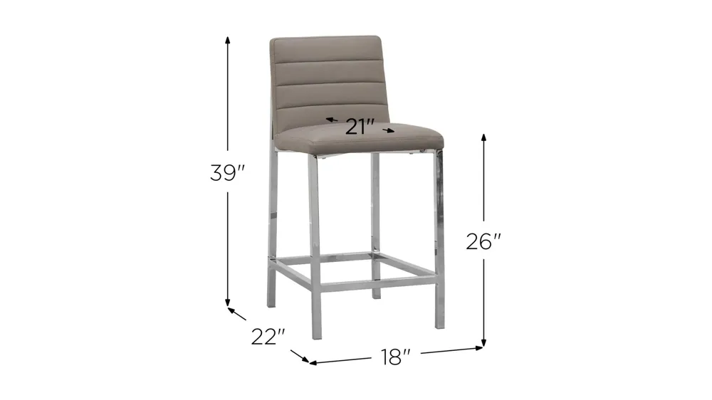 Amalfi Metal Back Counter Stool- Set of 2 Dimensions
