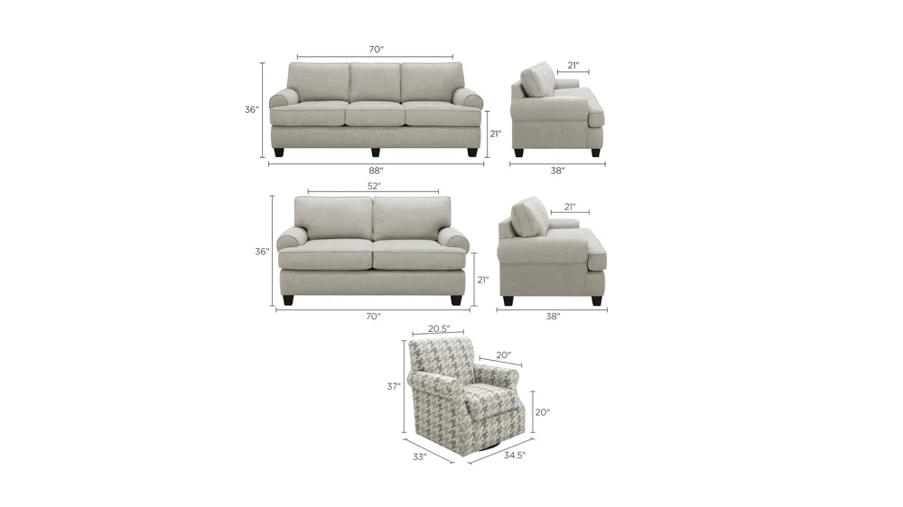 Shiloh Living Room Set Dimensions