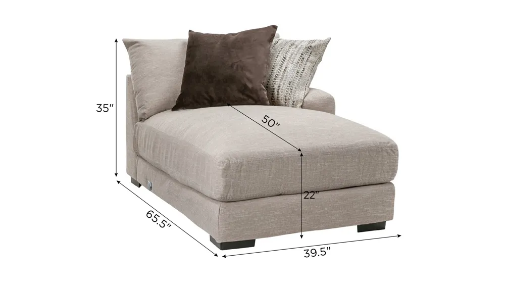 Carter Right-Arm-Facing Chaise Dimensions