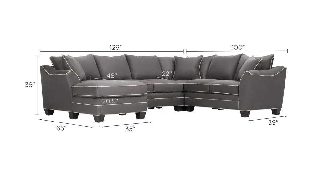 Foresthill 4-pc. Left Hand Chaise Sectional Sofa Dimensions