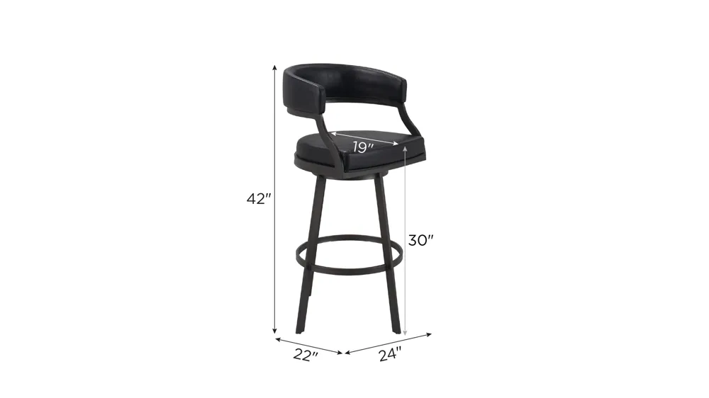 Squire 30" Swivel Barstool Dimensions