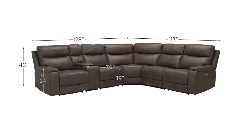 Cole 6-pc. Power Sectional Dimensions
