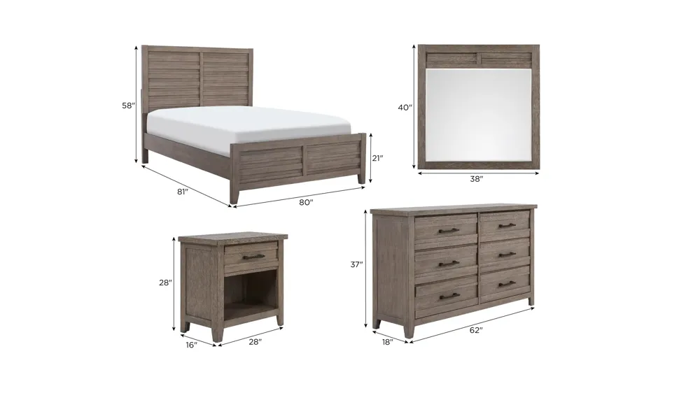 Clouston 4pc. Bedroom Set Dimensions