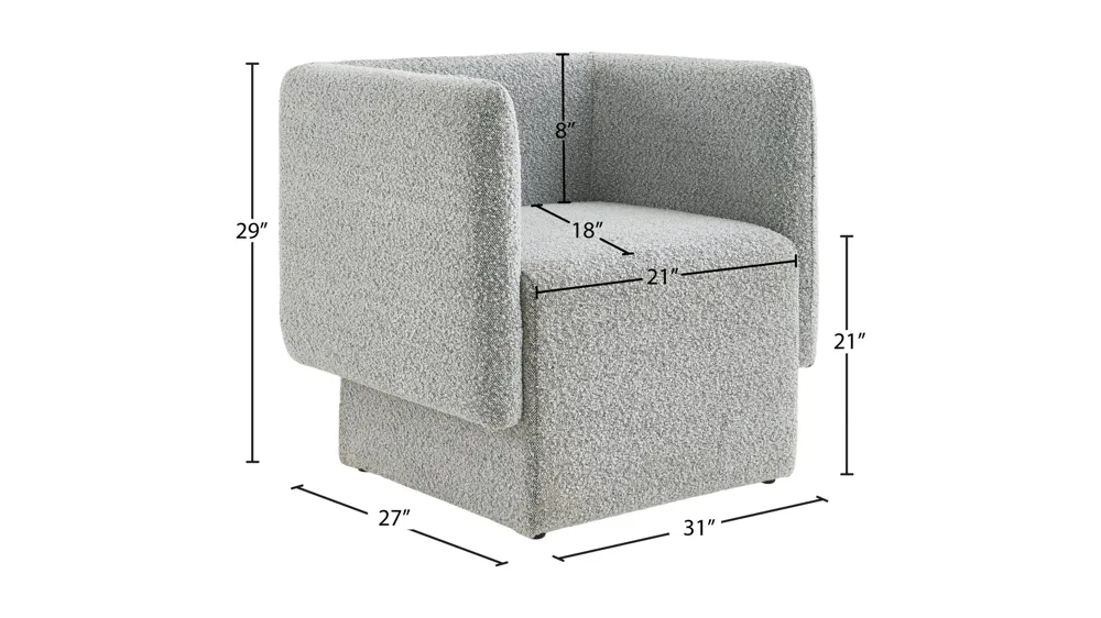 Vera Boucle Fabric Accent Chair Dimensions