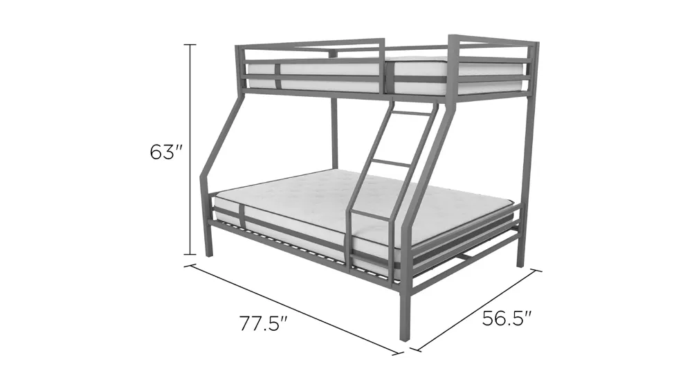 Novogratz Maxwell Twin over Full Bunk Bed Dimensions
