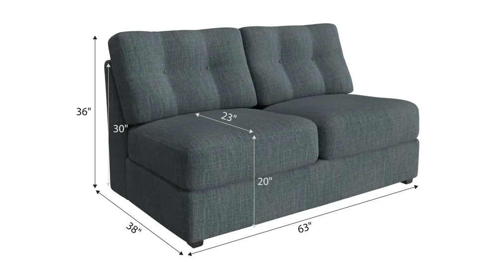ModularOne Armless Loveseat w/ Full Sleeper Dimensions