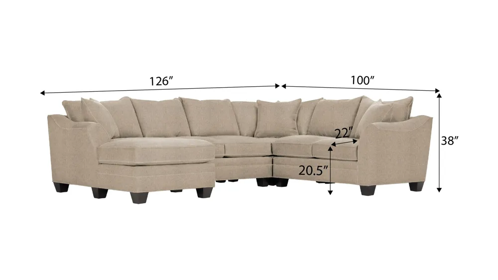 Foresthill 4-pc. Left Hand Chaise Sectional Sofa Dimensions