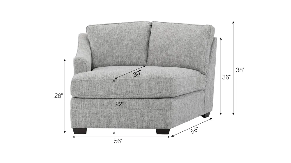 Fairhaven Left Arm Facing Cuddler Dimensions