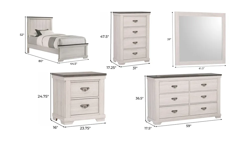 Leighton Bedroom Set Dimensions