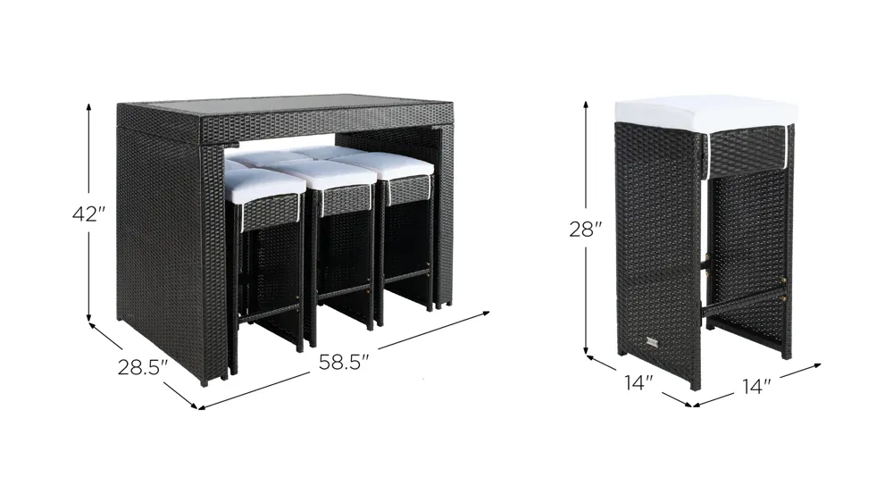 Bryant 7-pc. Outdoor Dining Set Dimensions