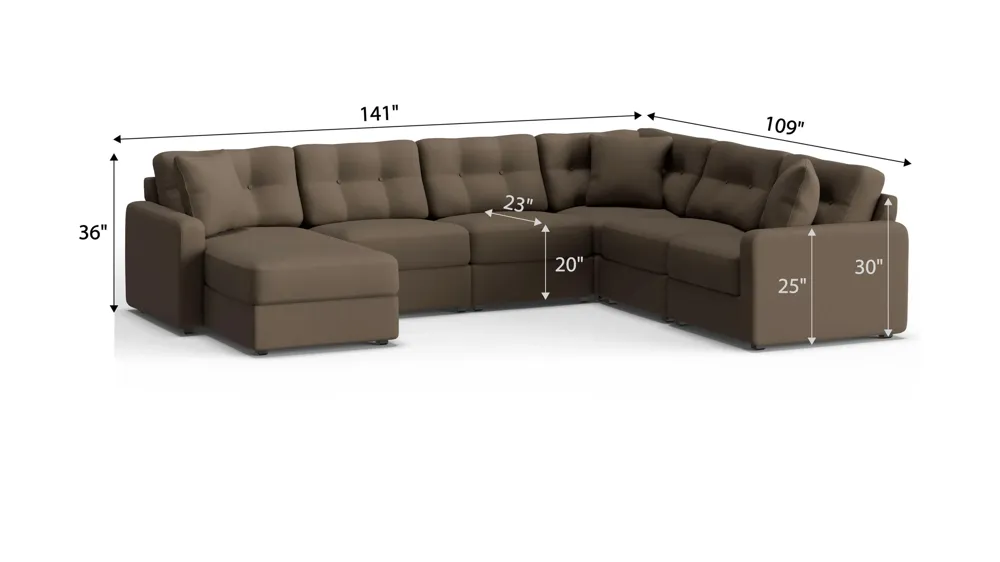 ModularOne 6-pc. Sectional Dimensions