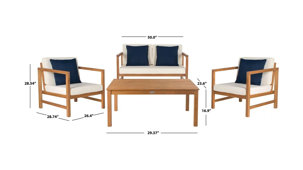 Hinaku 4-pc. Outdoor Set w/ Accent Pillows Dimensions
