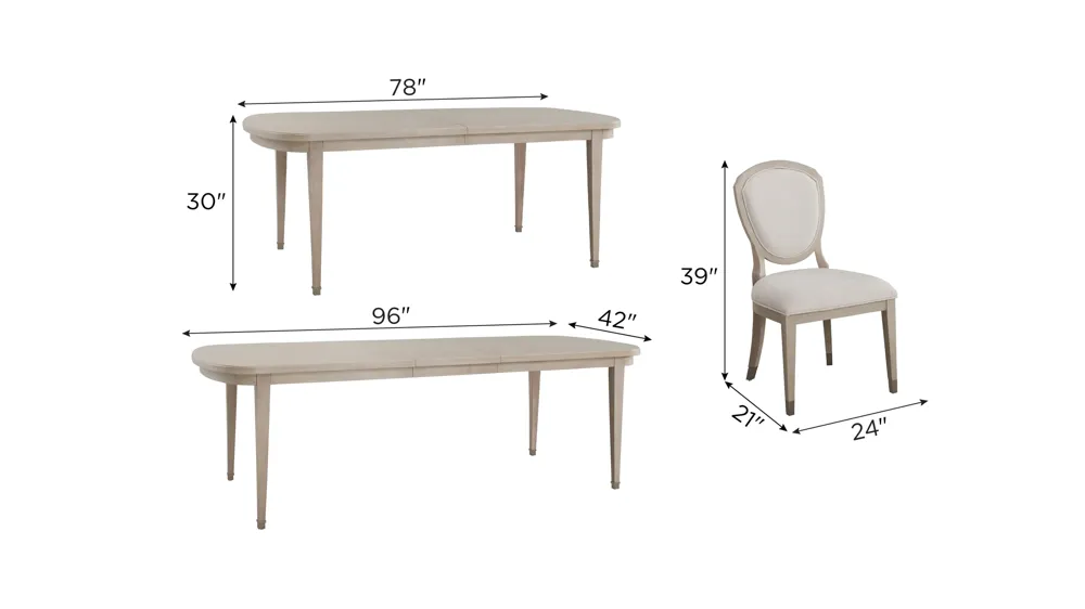 Francesca 5-pc Dining Set Dimensions