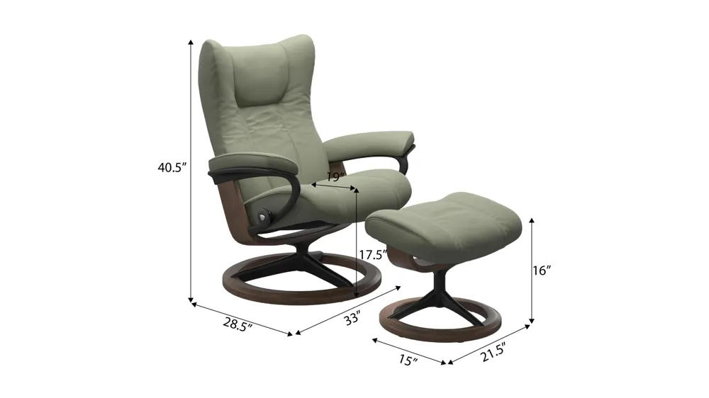 Wing Medium Signature Chair & Ottoman Dimensions