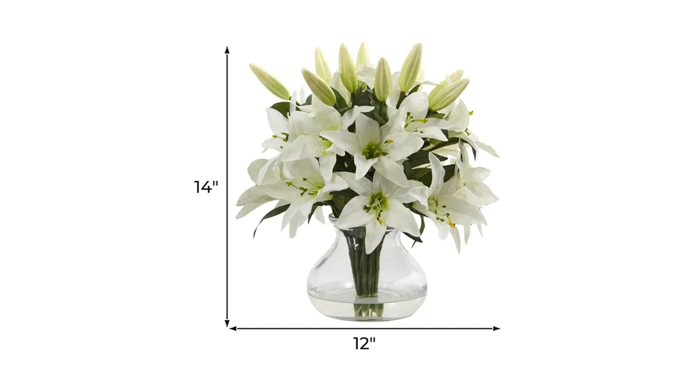 Lily Silk Arrangement with Glass Vase Dimensions