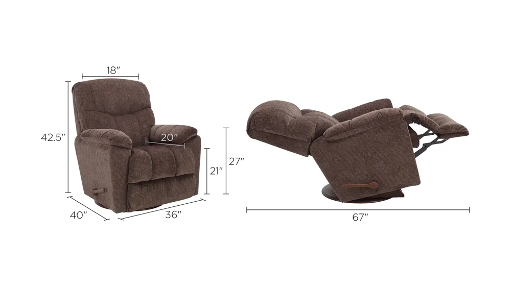 Morrie Chenille Swivel Rocker Recliner Dimensions