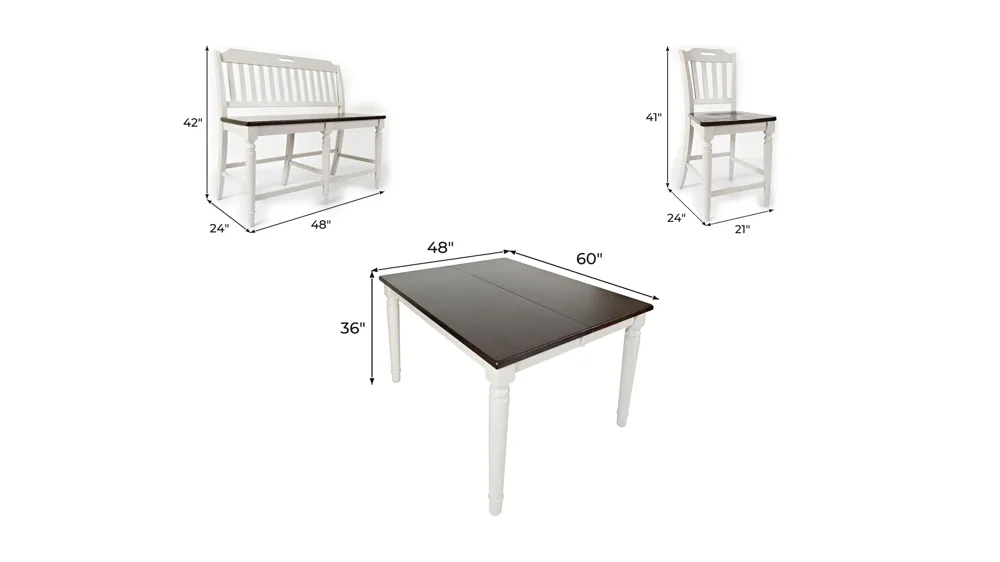 Mount Vernon 6-pc. Counter-Height Dining Set Dimensions