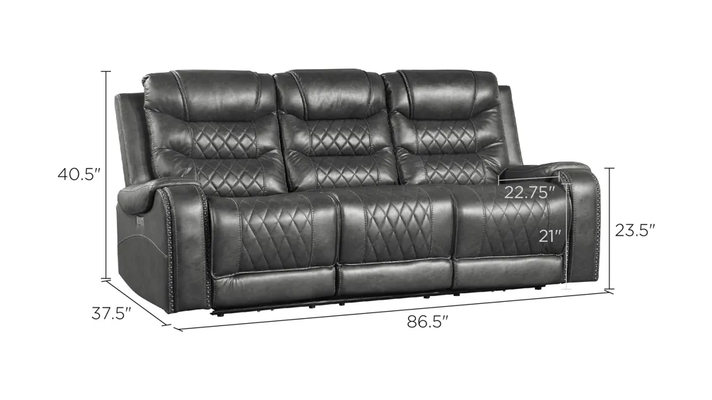 Greenway Double Power Reclining Sofa W/ Cup Holders And Usb Port Dimensions