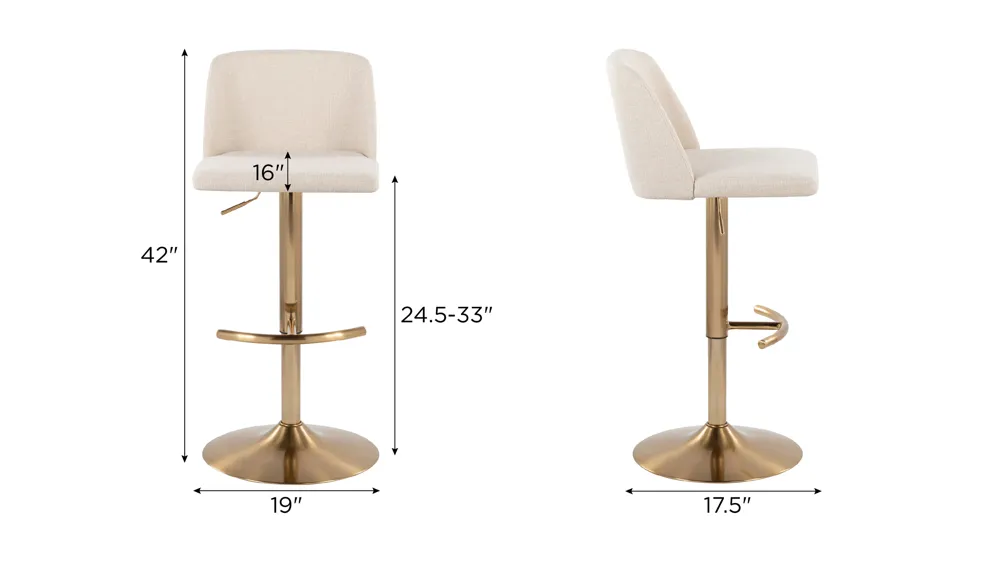 Toriano Adjustable Barstool - Set of 2 Dimensions