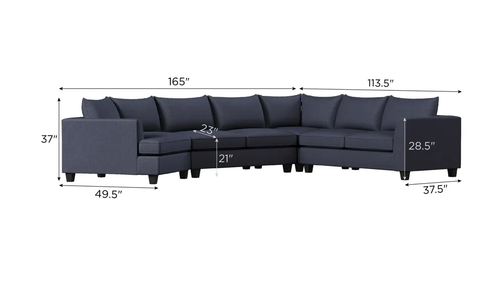 Daine 4-pc. Sectional Sofa Dimensions