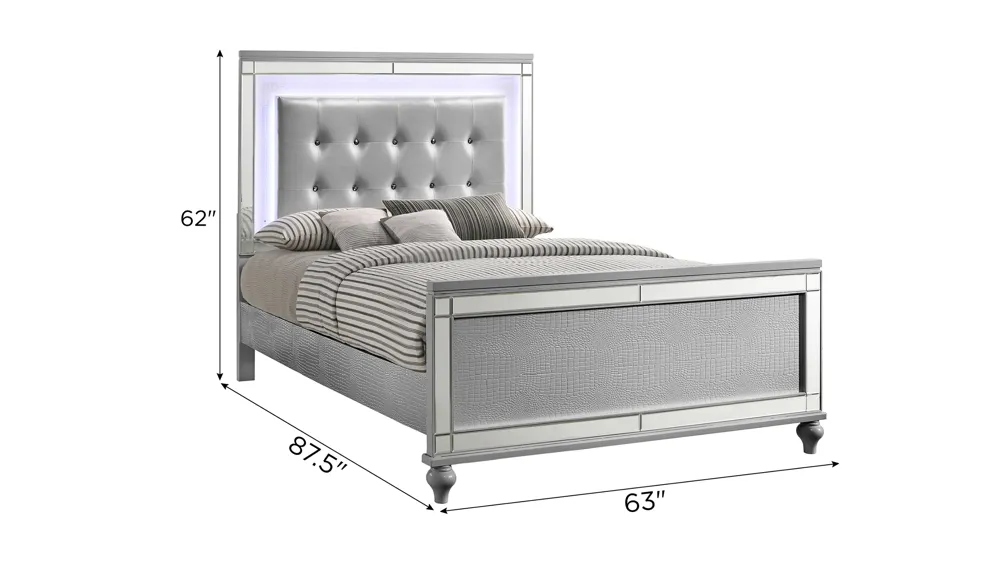 Valentino Upholstered Panel Bed w/ LED Lighting Dimensions