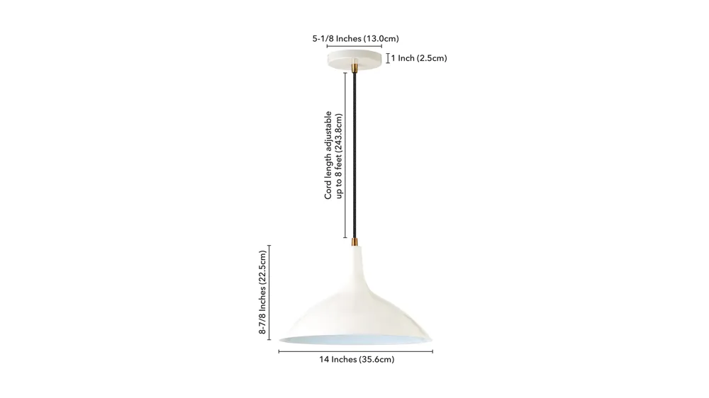 Emily Metal Pendant Dimensions