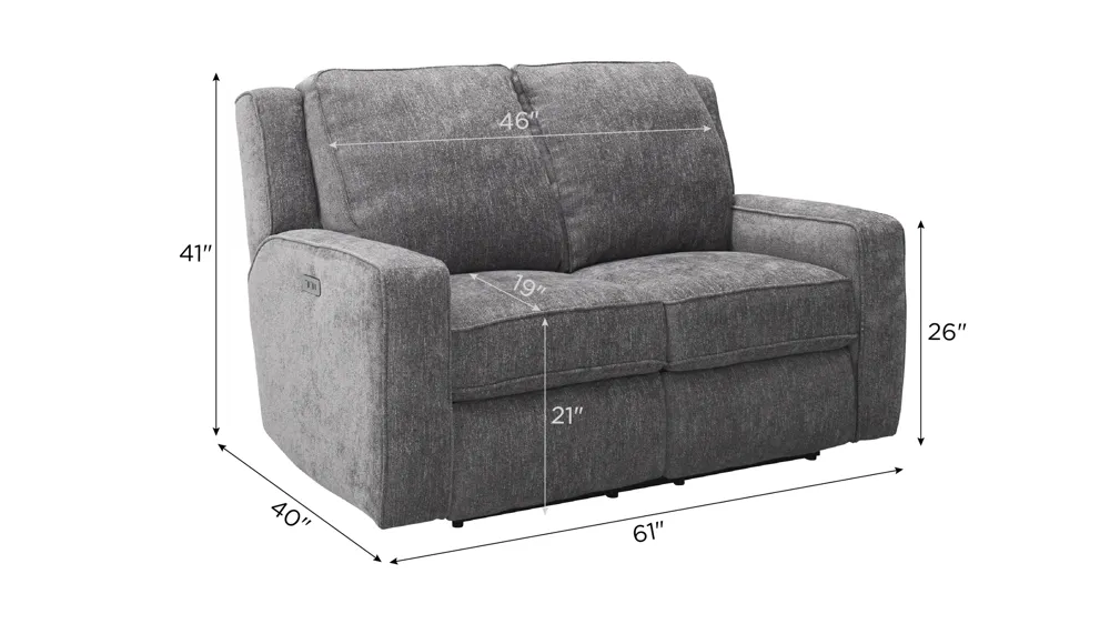 Reese Power Loveseat w/ Power Headrest Dimensions