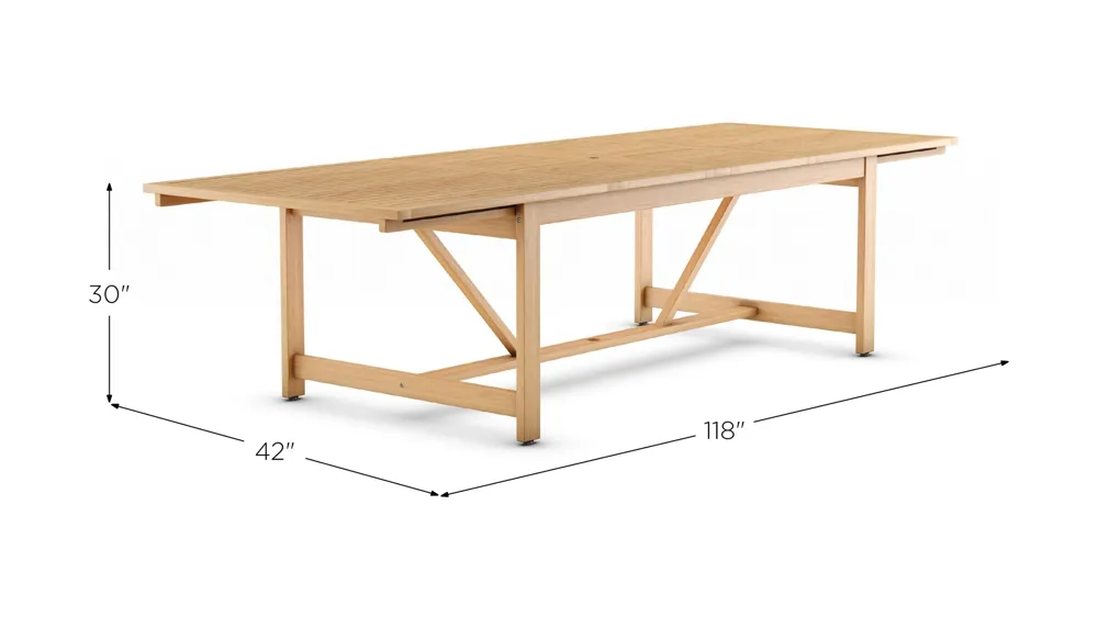 Lifestyle Garden Outdoor Rectangular Dining Table with Leaf Dimensions