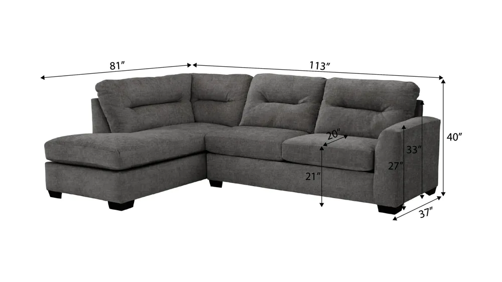 Oliver 2-pc. Sectional Dimensions
