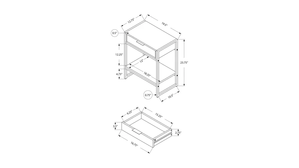 Monarch Specialties Accent End Table Dimensions