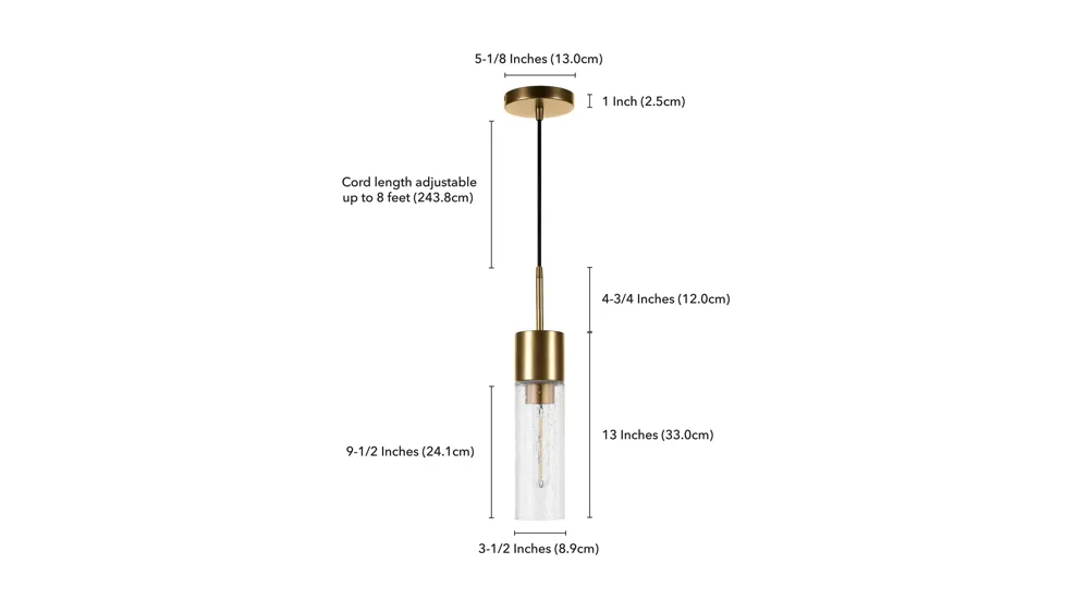 Richards Seeded Glass Pendant Dimensions