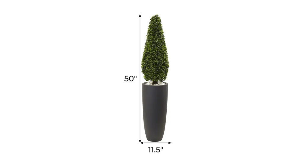 Boxwood Topiary with Gray Cylindrical Planter UV Resistant (Indoor/Outdoor) Dimensions