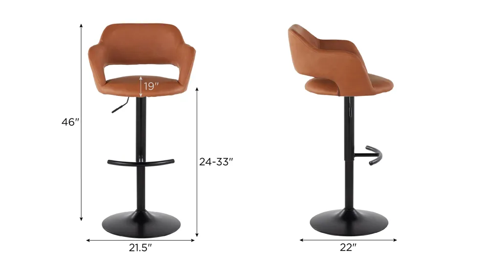 Margarite Adjustable Barstool - Set of 2 Dimensions