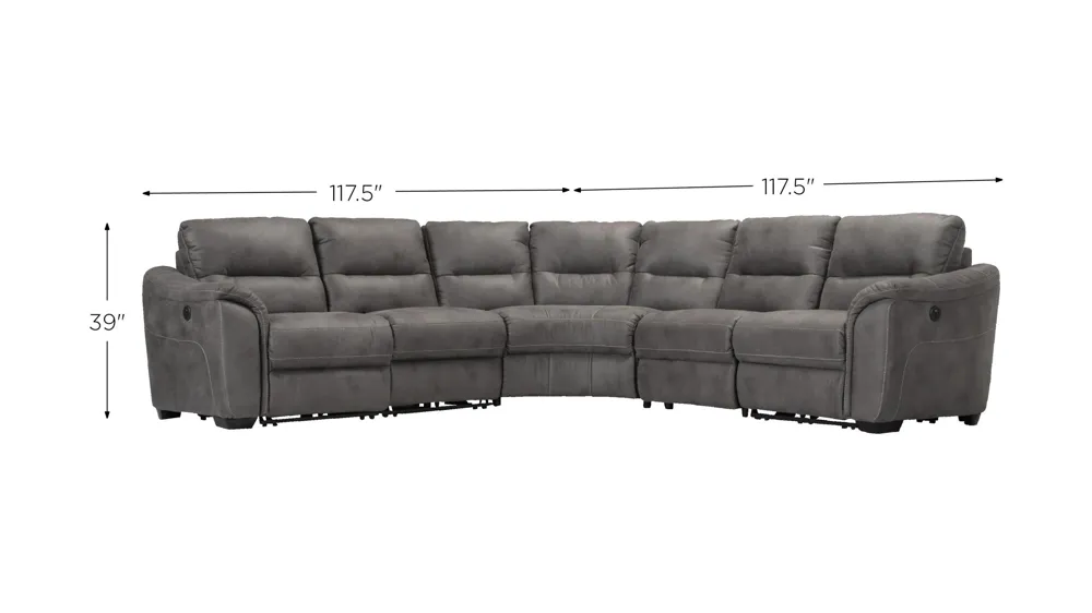 Rockland Microfiber 5-pc. Power Sectional Dimensions