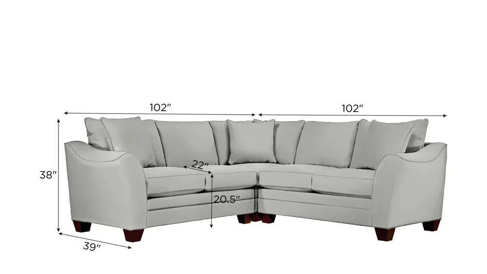 Foresthill 3-pc. Symmetrical Loveseat Sectional Sofa Dimensions