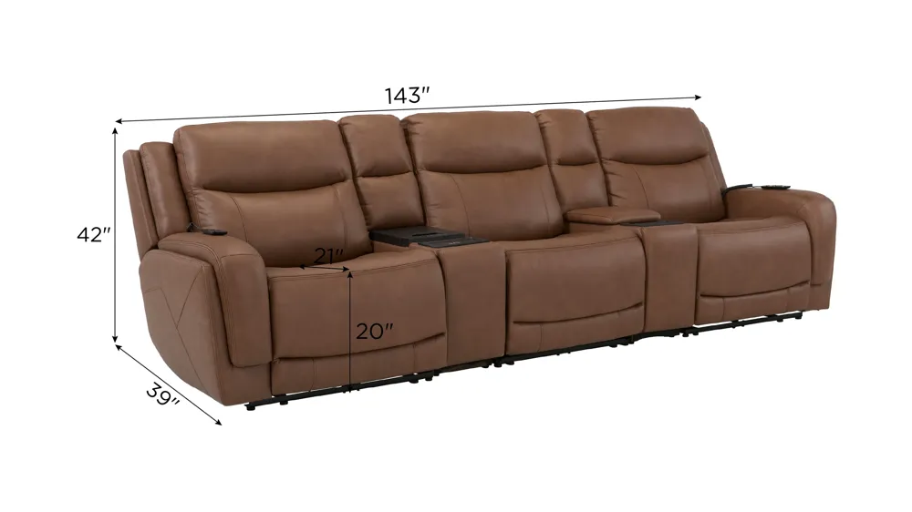 Harbin 5-pc. Zero Gravity Triple Power Sectional w/ Heat & Massage Dimensions