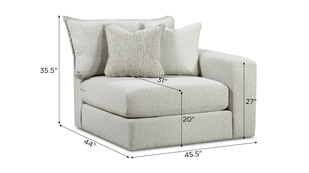 Durango Right-Arm-Facing Chair Dimensions