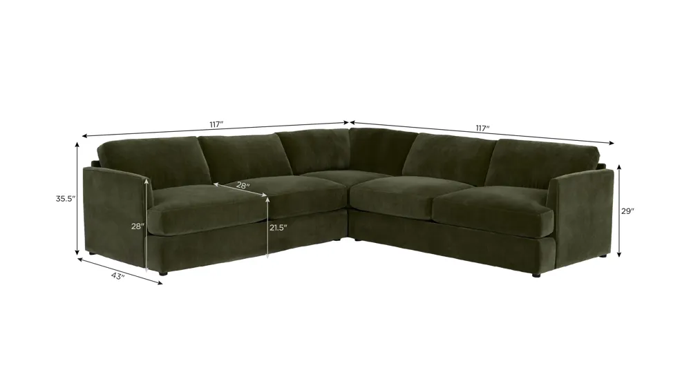 Everest 3-pc. Sectional Dimensions