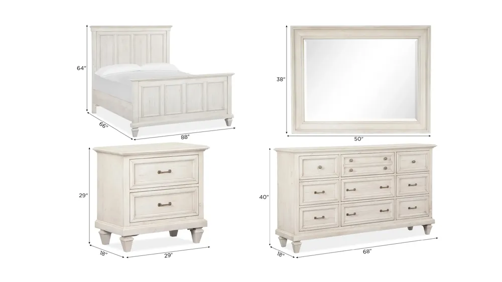Ashford 4-pc. Panel Bedroom Set Dimensions