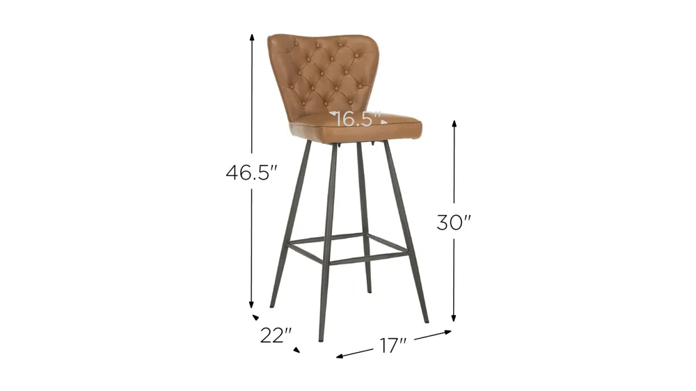 Kingford Tufted Bar Stool - Set of 2 Dimensions