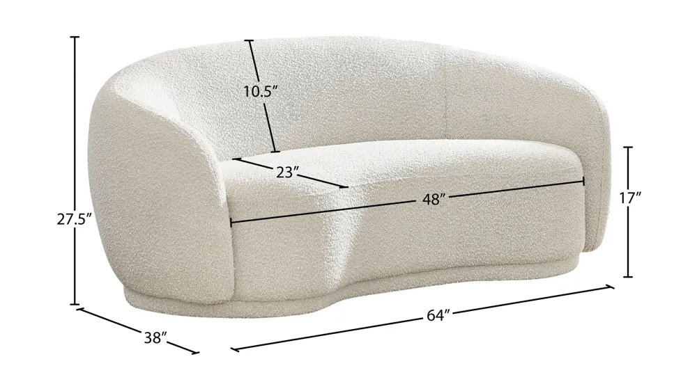 Hyde Boucle Fabric Loveseat Dimensions