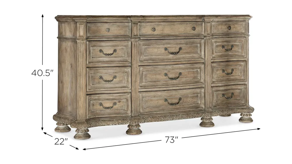 Castella Twelve Drawer Dresser Dimensions