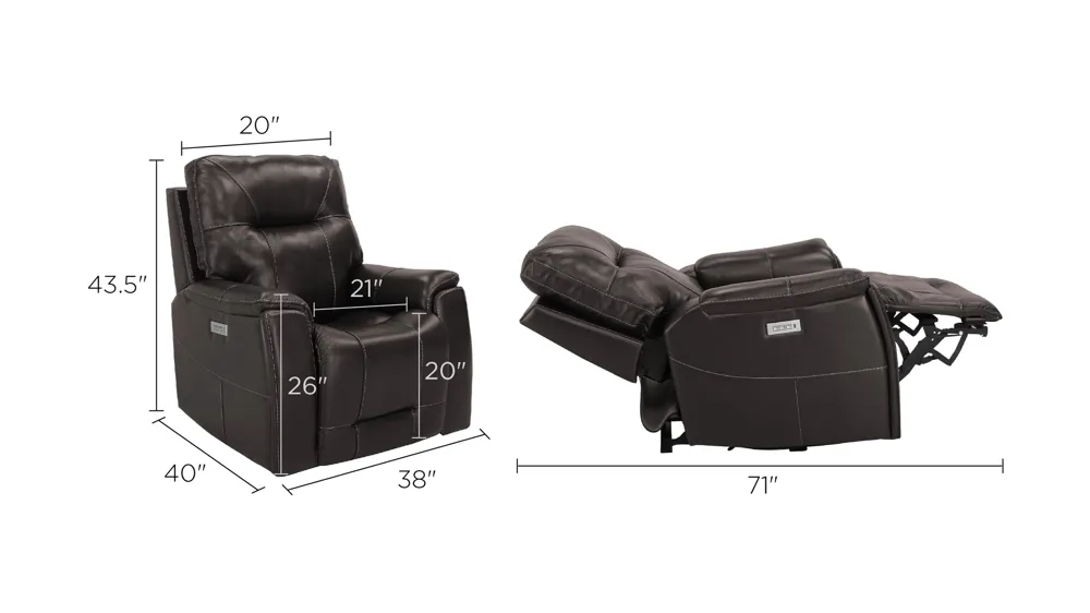 VALLAD RYDE ROMANCE バラッド サーマル Sサイズ Barnett Leather Layflat Power Recliner w/ Power Headrest and
