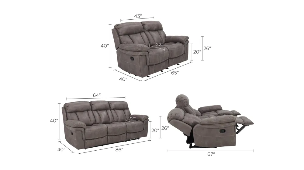 Ryder Living Room Set Dimensions