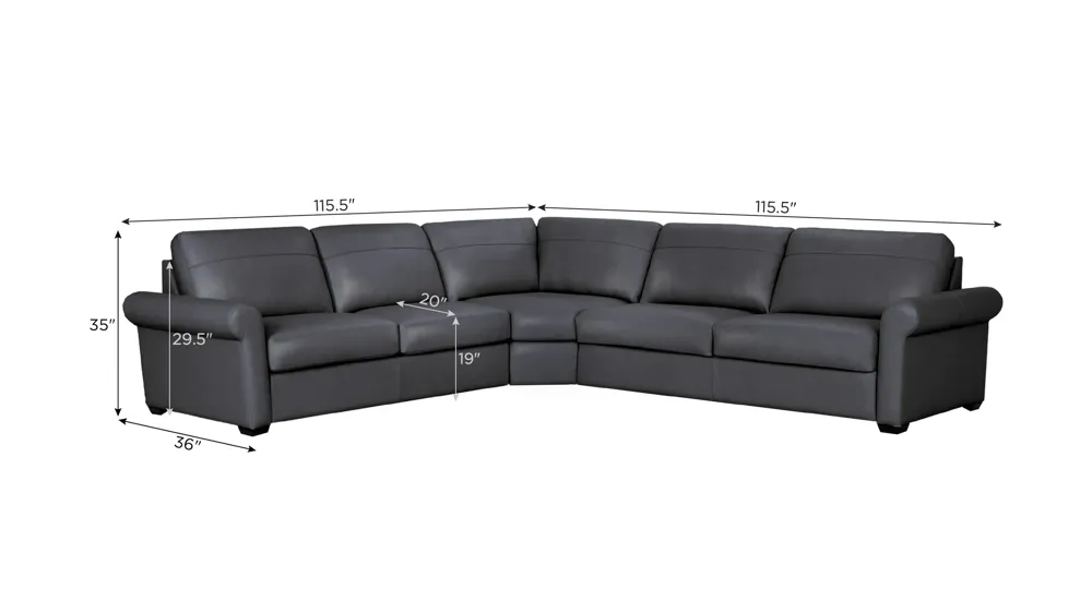 Harley 4-pc. Leather Sectional Dimensions