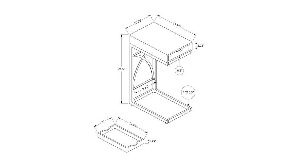 Fayette Accent Table Dimensions