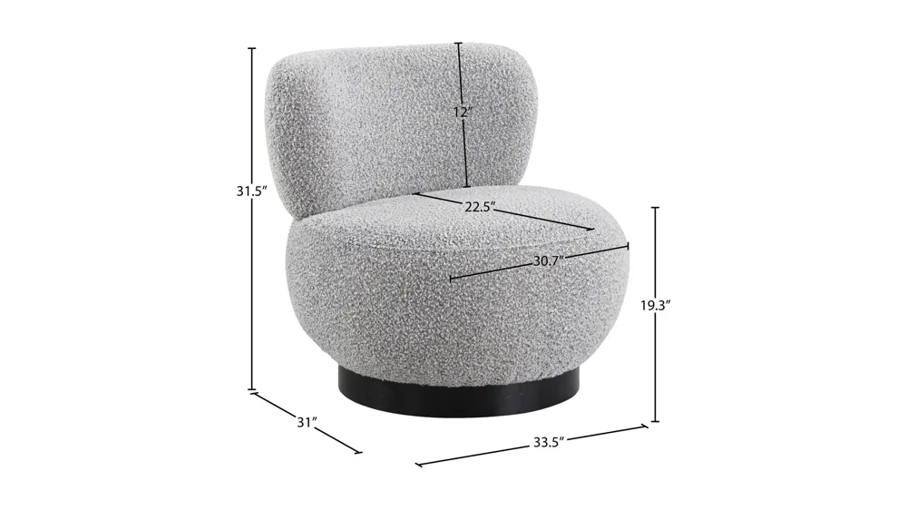 Calais Boucle Fabric Accent Chair Dimensions