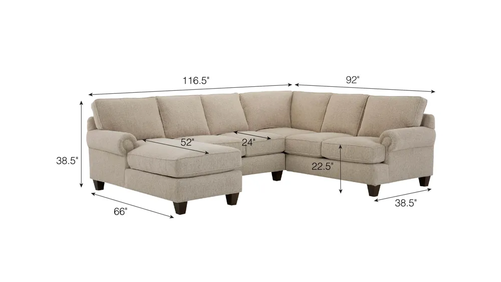 Crestwood 3-pc. Sectional Dimensions