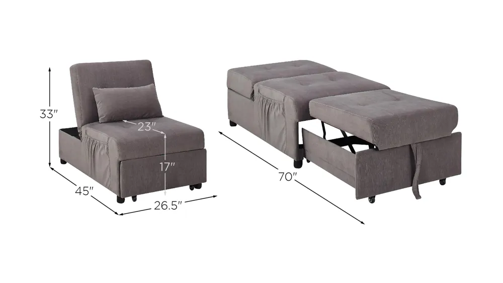 Ryker Chair With Pullout Bed Dimensions